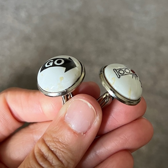 Vintage Duchamp London Cufflinks Stop Go Arrow Red Traffic Light Black White - Picture 4 of 6